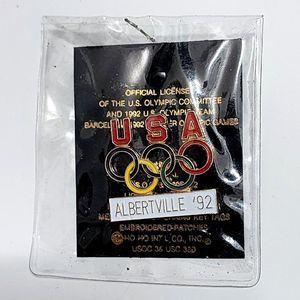 1992 Albertville‎ Olympics Team USA Olympic Rings Vintage Enamel Pin Sealed Rare